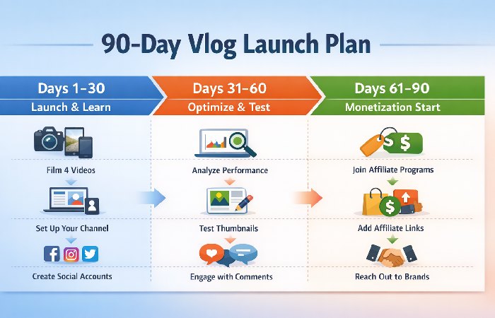 90 day vlog launch plan timeline