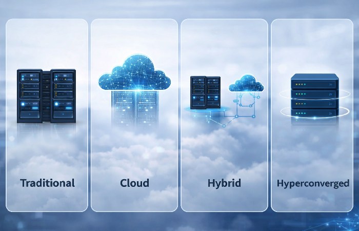 comparison of traditional cloud hybrid and hyperconverged infrastructure