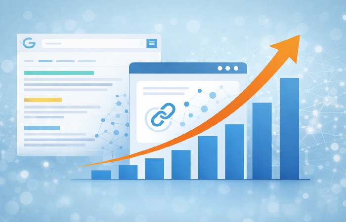 Website authority concept showing search ranking growth