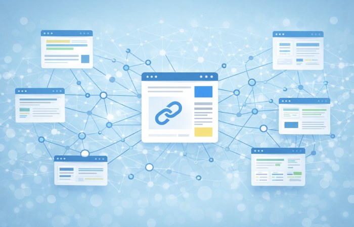SEO backlink network connecting multiple websites