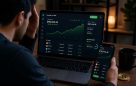 Person viewing suspicious crypto trading dashboard
