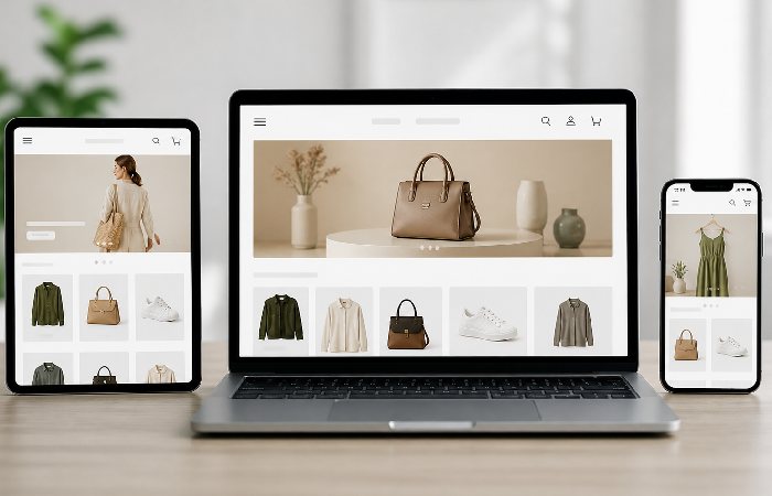 E-commerce stores displayed across multiple devices for different platforms