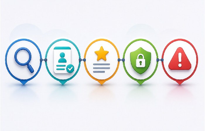 icons representing app verification steps for iOS apps