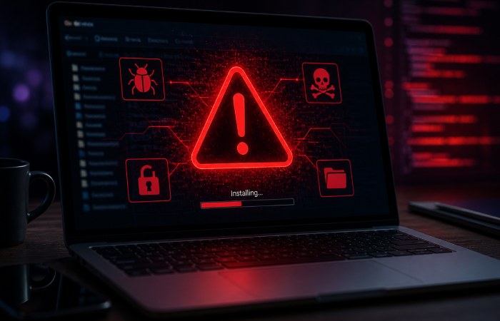 Computer system at risk after installing suspicious software