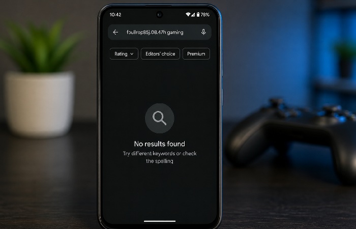 Smartphone showing no results for an app search