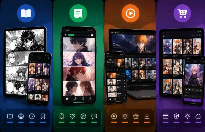 Comparison visual of legal manga and webtoon reading platforms