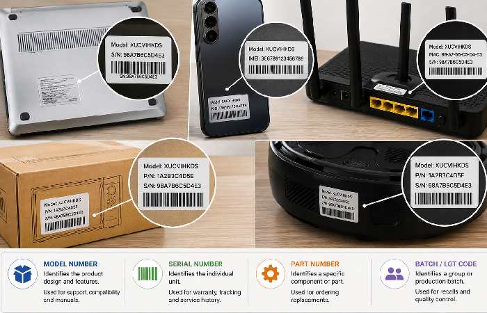 Different identification labels on electronic devices