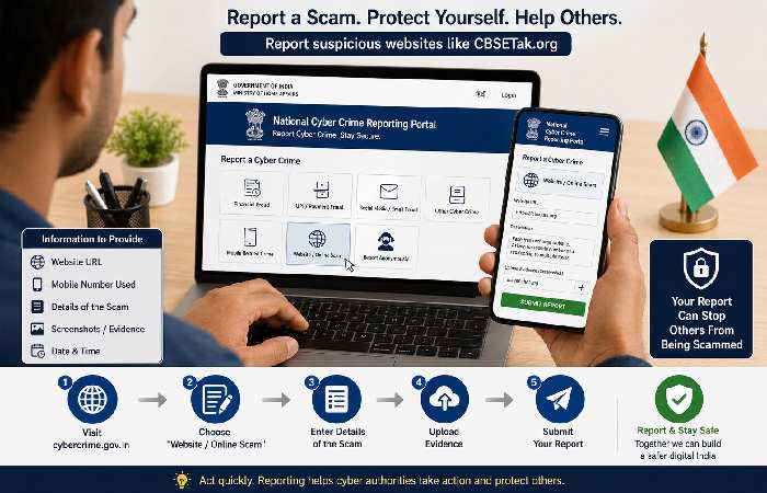 Person reporting online scam using cybercrime portal in India
