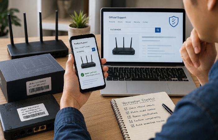Checking a device model number using official sources