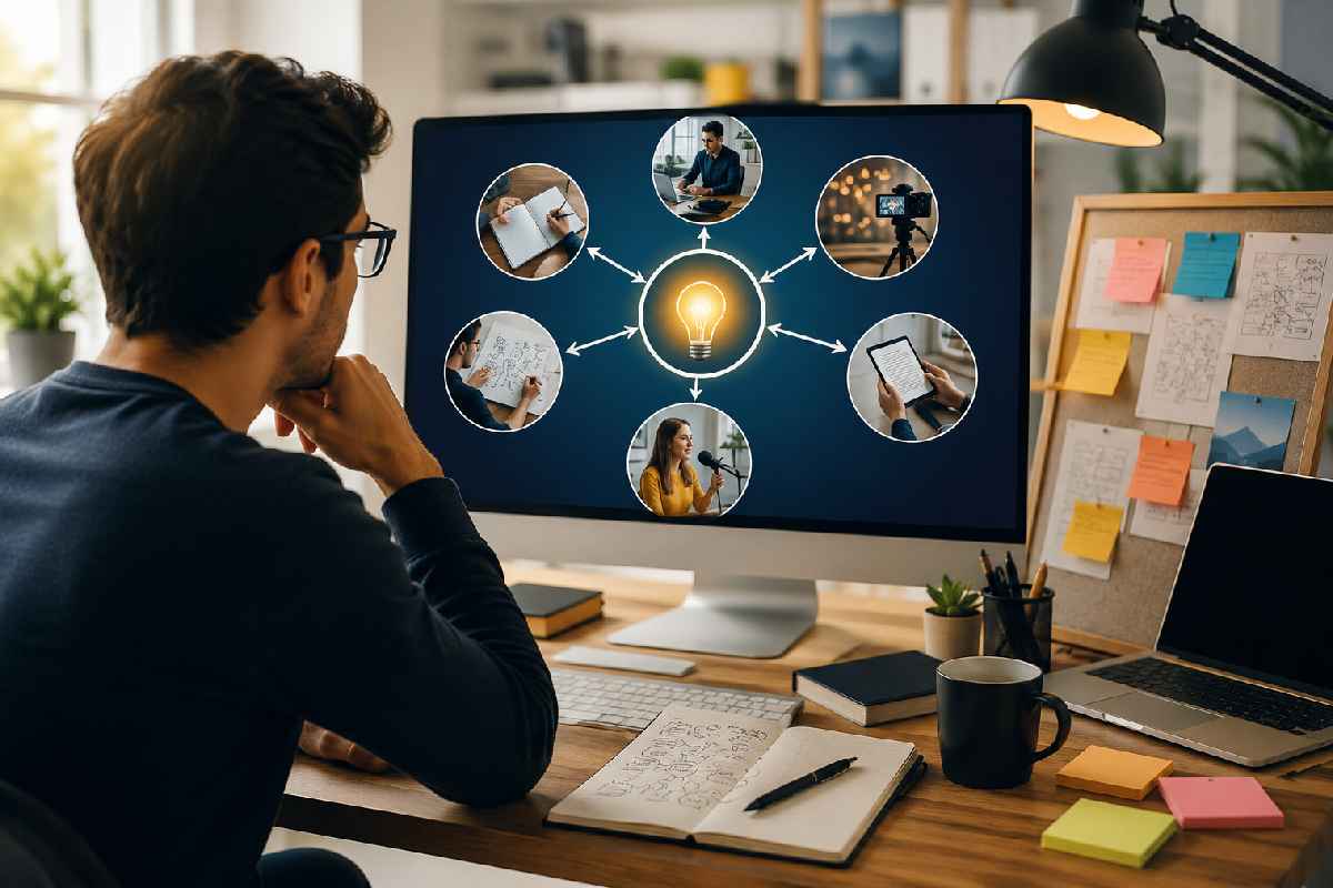 Content strategist planning multiple story angles from one topic